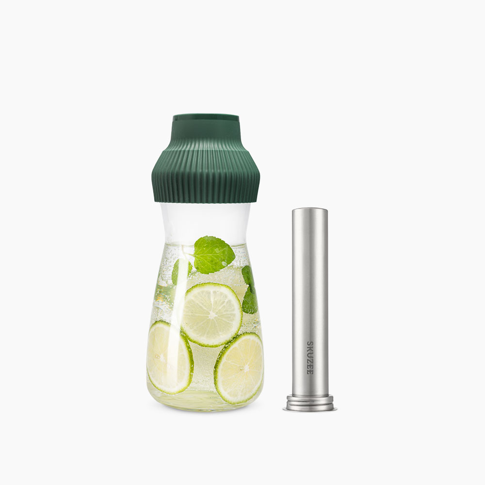 SKUZEE 鮮榨蓋 飲品保冷組(贈玻璃瓶) - 經典藍 / 森林綠 / 珊瑚紅